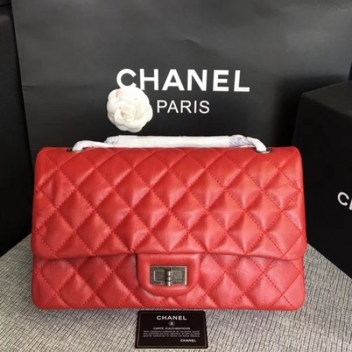 Chanel Flap Sac à Bandoulière Rouge Cuir de Veau Original 277 Argent