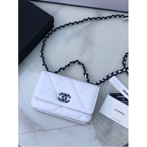 Chanel Flap Sac à bandoulière mini cuir d'origine AS0957 blanc