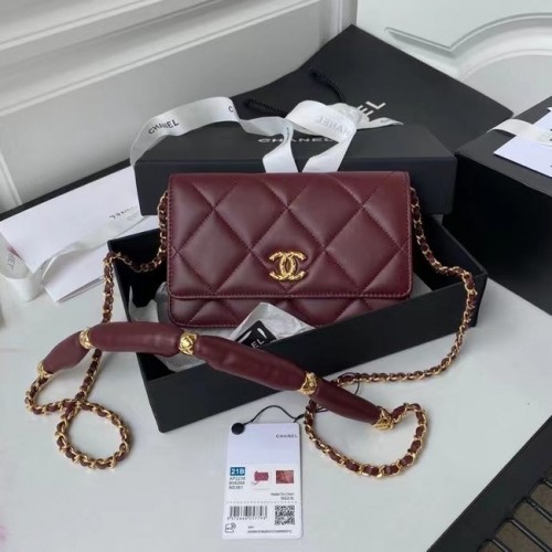 Chanel Flap Sac à bandoulière mini Cuir d'origine AS2755 Bordeaux