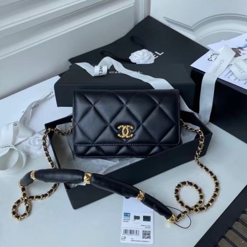 Chanel Flap Sac à bandoulière mini Cuir d'origine AS2755 noir