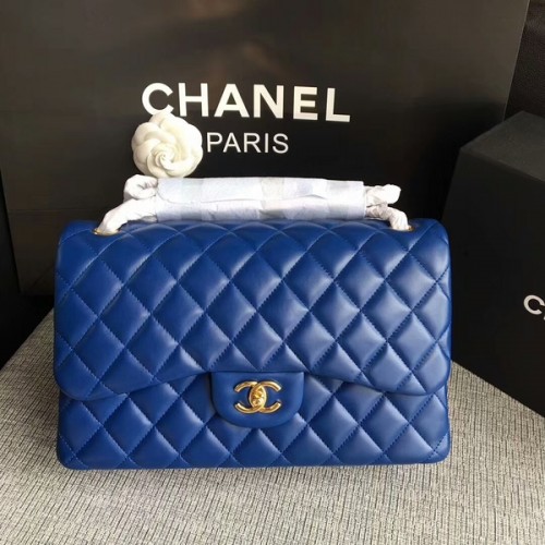 Chanel Sacs à bandoulière à rabat Bleu Cuir d'agneau d'origine CF1113 Glod
