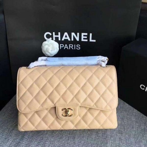 Chanel Flap Sacs à bandoulière Camel Cuir de veau d'origine CF1113 Or