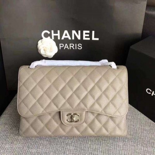 Sacs à bandoulière à rabat Chanel gris cuir de veau d'origine CF1113 argent