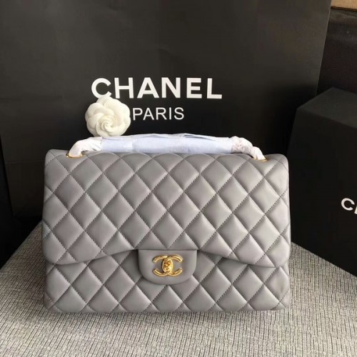 Chanel Sacs à bandoulière à rabat Gris Cuir d'agneau d'origine CF1113 Glod