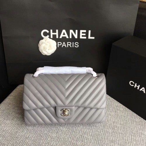 Chanel Flap Sacs à bandoulière Gris Original Sheepskin CF1112 Argent