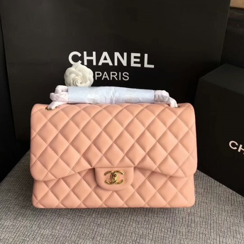 Sacs à bandoulière à rabat Chanel rose clair en cuir d'agneau d'origine CF1113 Glod