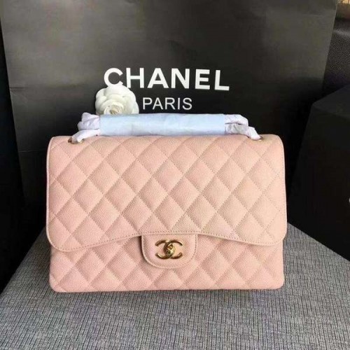 Sacs à bandoulière à rabat Chanel rose cuir de veau d'origine CF1113 or