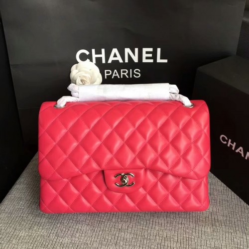 Sacs à bandoulière à rabat Chanel rose cuir d'agneau d'origine CF1113 argent