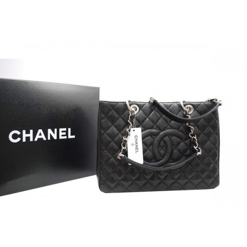 Chanel GST Caviar Cuir Coco Sac A36092 Noir Argent