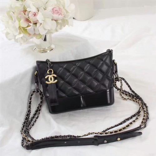 Chanel Gabrielle Sac à bandoulière en cuir de veau 8122A Noir