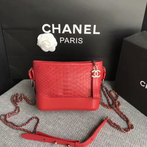 Chanel Gabrielle Mini Sac à Bandoulière Original Cuir Python 8122A Rouge