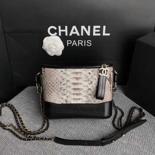 Chanel Gabrielle Mini Sac à Bandoulière Original Cuir Python 8122A Blanc