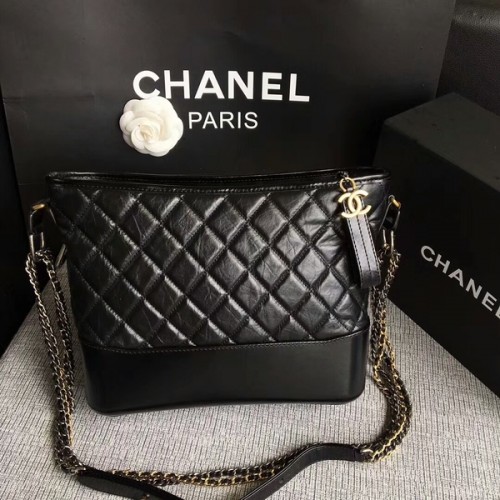 Chanel Gabrielle Sac à bandoulière Cuir de veau d'origine A93842 Noir
