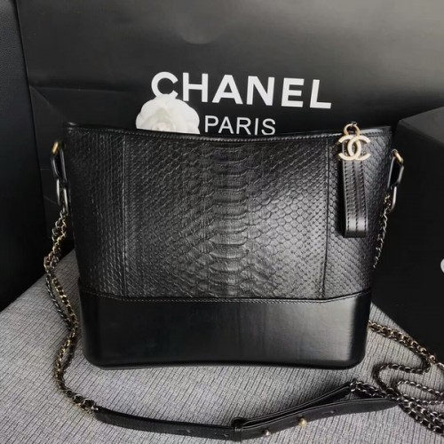 Chanel Gabrielle Sac à Bandoulière Original Cuir Python A93842 Noir