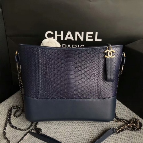Chanel Gabrielle Sac à Bandoulière Original Cuir Python A93842 Bleu