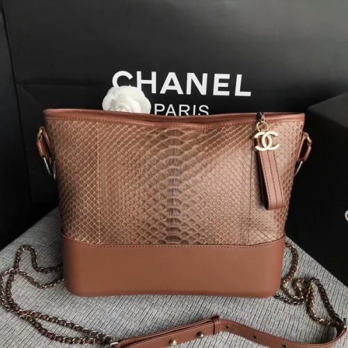 Chanel Gabrielle Sac à Bandoulière Original Cuir Python A93842 Marron