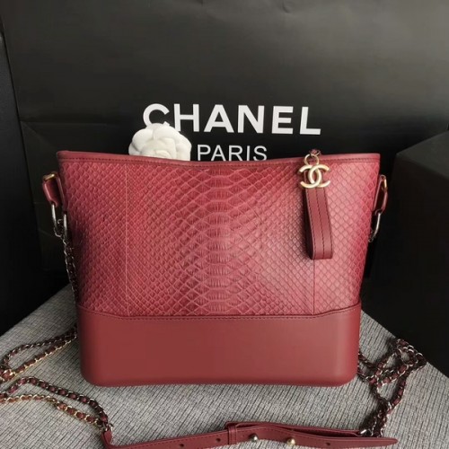 Chanel Gabrielle Sac à Bandoulière Original Cuir Python A93842 Marron