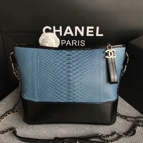 Chanel Gabrielle Sac à Bandoulière Original Cuir Python A93842 Bleu Ciel