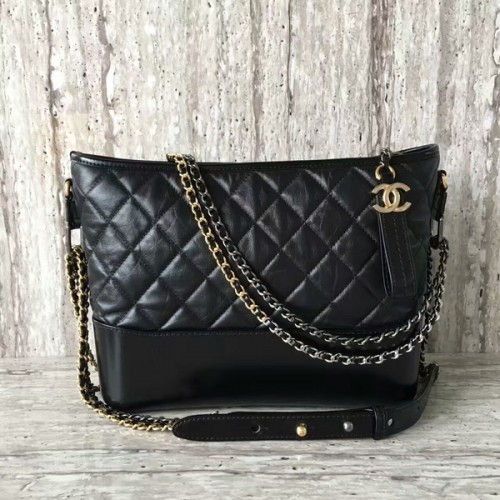 Chanel Gabrielly Sac à bandoulière en cuir de veau 93824 Noir