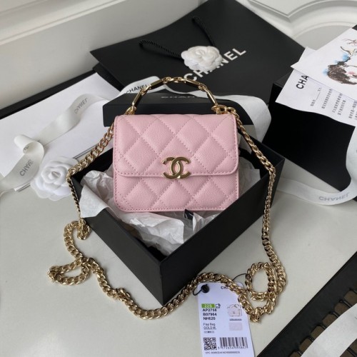 Chanel POCHETTE EN VEAU GRAINE AVEC CHAÎNE AP2758 Rose Clair