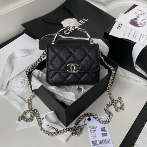 Chanel POCHETTE EN VEAU GRAINE AVEC CHAÎNE AP2758 noir