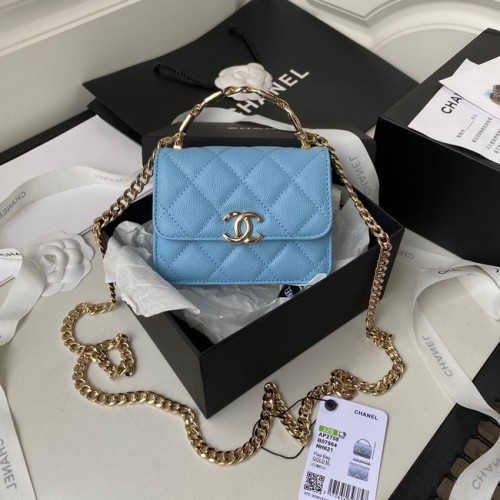 Chanel POCHETTE EN VEAU GRAINE AVEC CHAINE AP2758 bleu