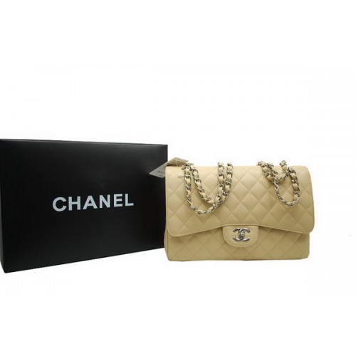 Chanel Sac Jumbo Double Flaps Abricot Cuir Caviar Original A36097 Argent