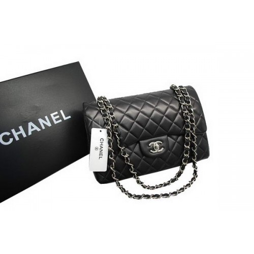 Sac Chanel Jumbo Double Flaps Noir Cuir d'Agneau Original A36097 Argent