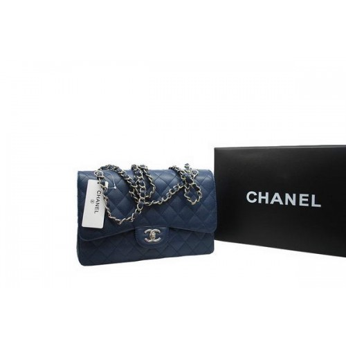 Date 2012 Chanel Jumbo Double Rabats Sac Royalblue Original Caviar Cuir A36097 Argent