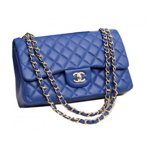 Chanel Sacs Jumbo Double Flaps Cuir d'Agneau Original A36097 Bleu