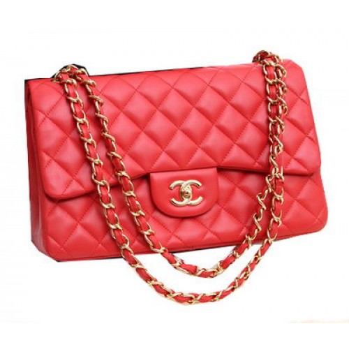 Chanel Jumbo Double Rabats Sacs Cuir d'Agneau Original A36097 Rouge