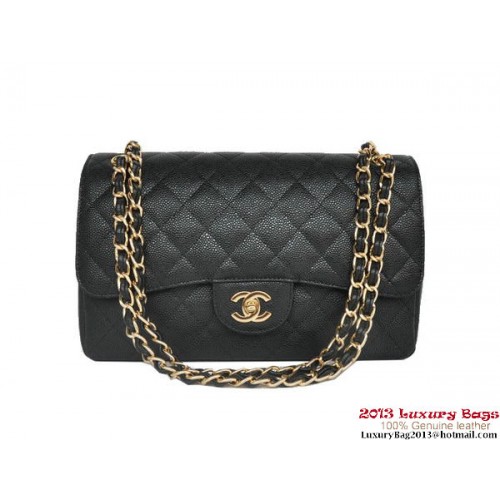 Chanel Jumbo Quilted Classic Cannage Patterns Flap Bag A58600 Noir Or