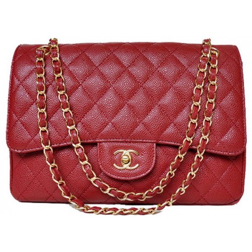 Chanel Jumbo Quilted Classic Flap Bag Burgundy Cannage Patterns A58600 Or