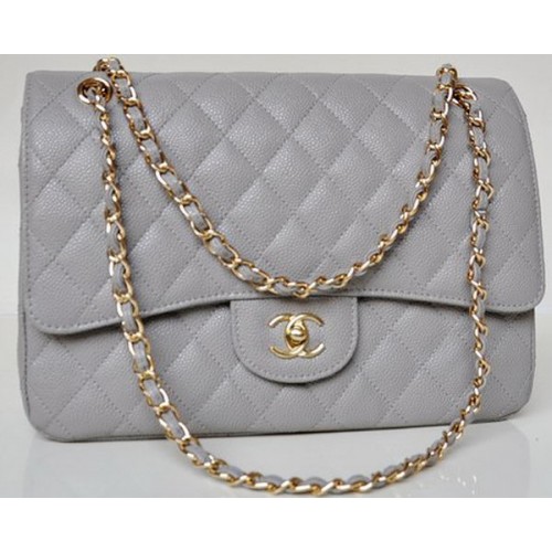 Chanel Jumbo Quilted Classic Flap Bag Grey Cannage Patterns A58600 Or