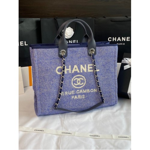 Chanel GRAND SAC SHOPPING A66941 bleu&blanc