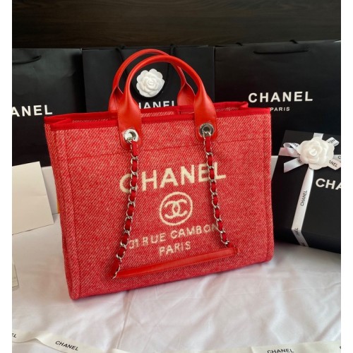 Chanel GRAND SAC SHOPPING A66941 rouge&blanc