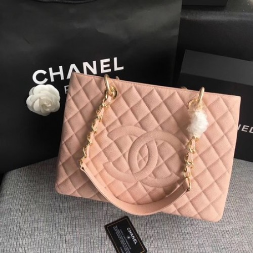 Chanel LE Boy Grand Shopping Tote Bag TPS Rose Cannage Motif A50995 Doré