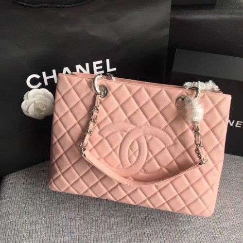 Chanel LE Boy Grand Shopping Tote Bag TPS Rose Cannage Motif A50995 Argent