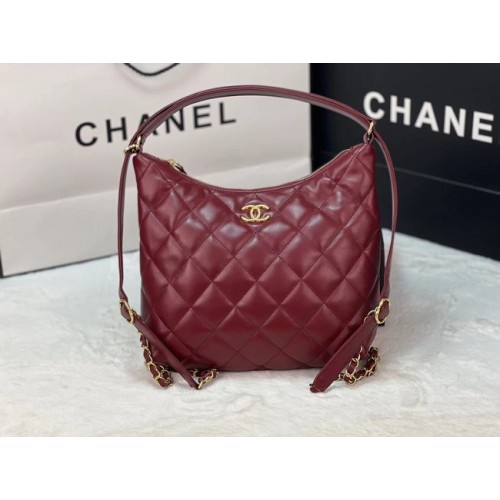 Chanel Sac à dos en peau d'agneau AS3487 Bordeaux