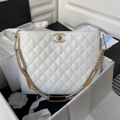 Chanel Sac à bandoulière en cuir d'agneau AS2977 blanc