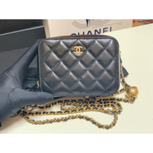 Chanel sac caméra en cuir d'agneau AS2463 noir