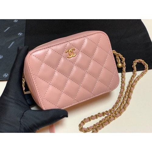 Chanel Sac caméra en cuir d'agneau AS2463 rose