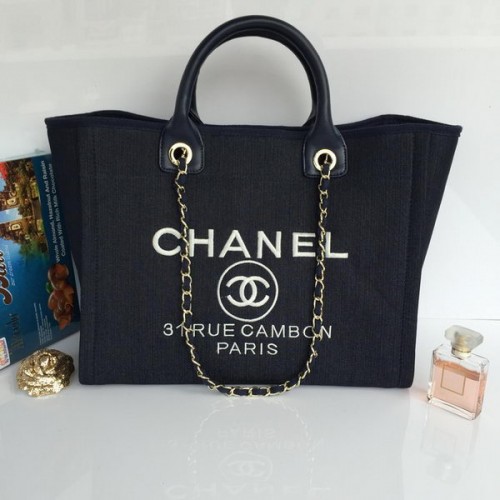 Chanel Grand sac fourre-tout en toile A68046 Royal