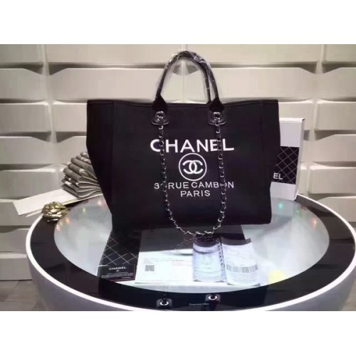 Chanel Grand sac fourre-tout en toile CNA1679 Noir