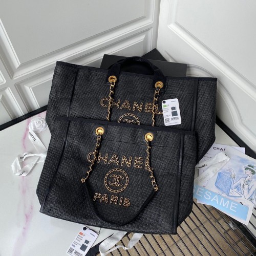 Chanel Grand Sac Shopping Tissé A66941 Noir