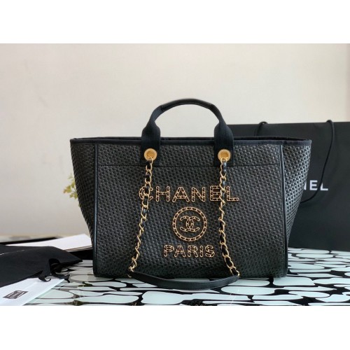 Chanel Grand Sac Shopping Tissé A66942 Noir