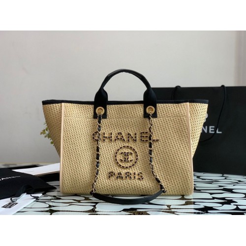 Chanel Grand Sac Shopping Tissé A66942 Crème