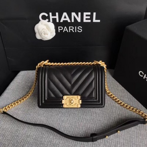 Chanel Le Boy Flap Sac à bandoulière Original Cuir de veau A67085 noir Boucle dorée