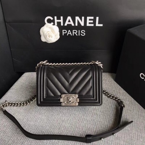 Chanel Le Boy Flap Sac à bandoulière Original Cuir de veau A67085 Boucle argentée noire