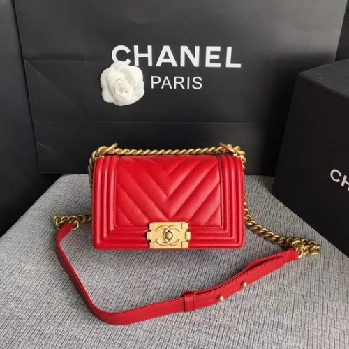 Chanel Le Boy Flap Sac à bandoulière Cuir Caviar Original P67085 Boucle Or Cerise